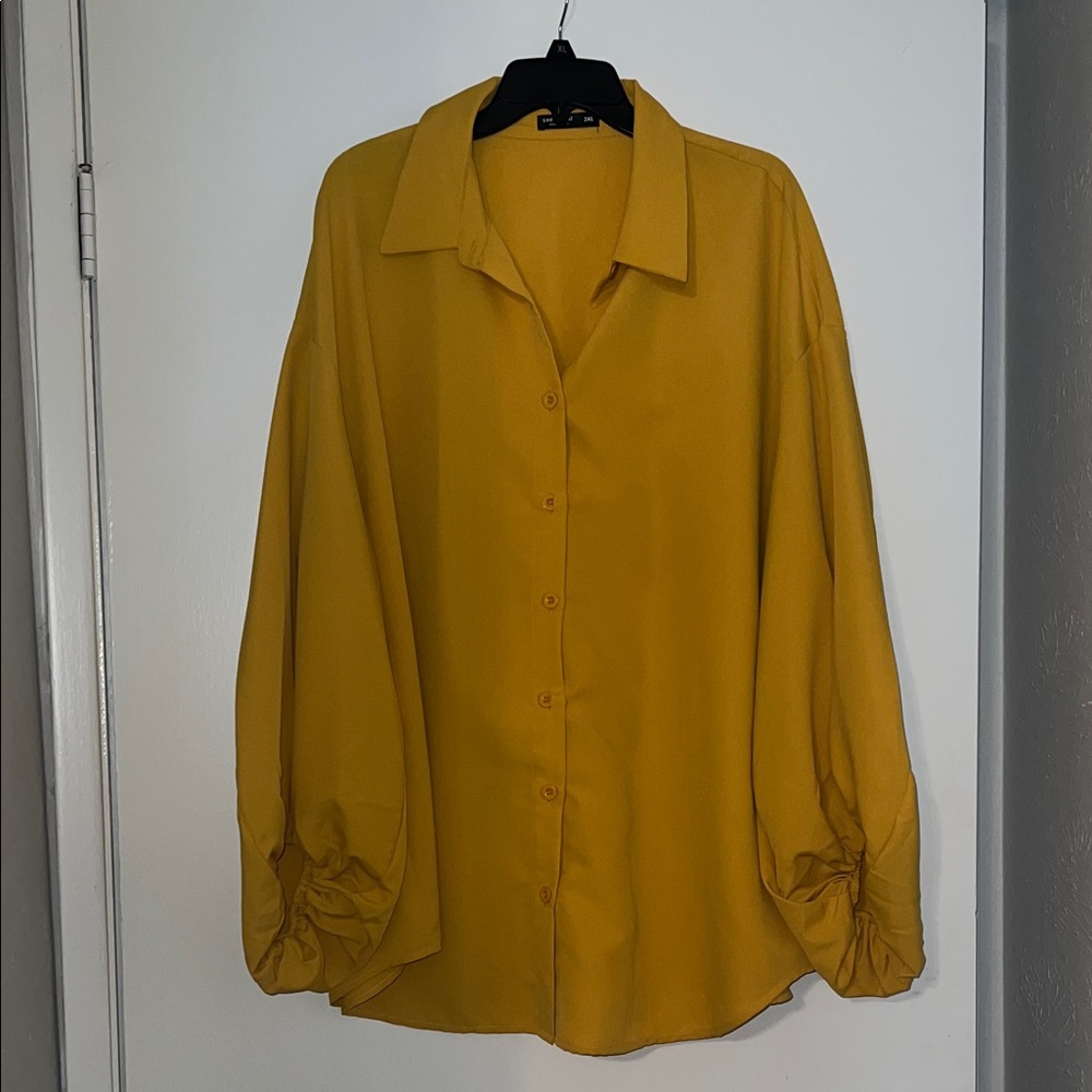 SHEIN Mustard Button-Down Shirt